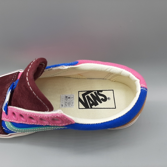 New Vans Old Skool Frayed Laces Port Royale Marshmallow Pink Blue Burgundy Suede - Picture 8 of 10